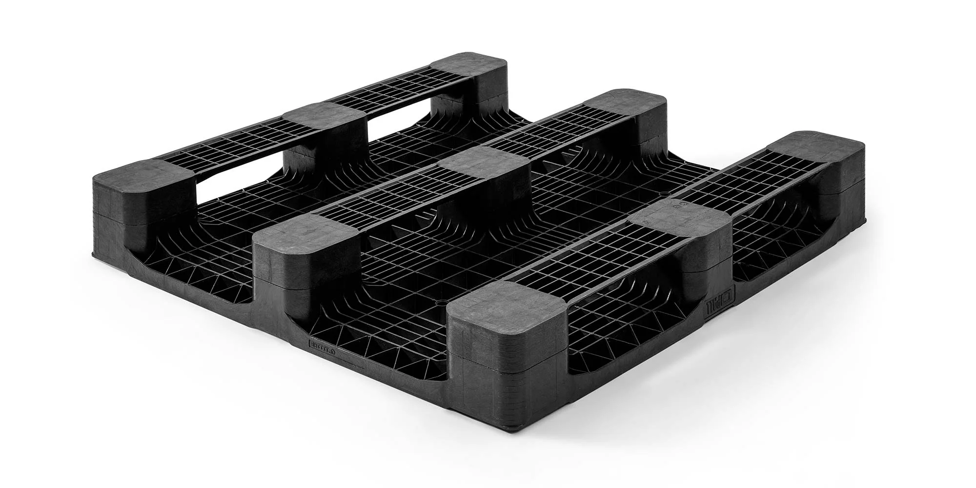 Palettes plastique 1100 x 1100 pont sup&eacute;rieur ouvert  3 semelles lourde - 1100 x 1100 open bovendek b - QP1111HB3RR