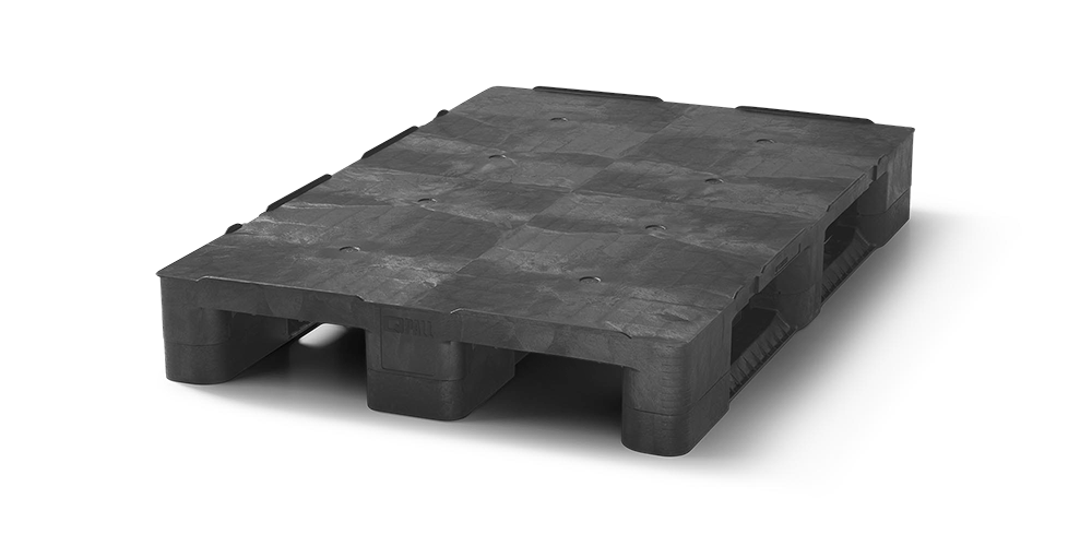 Kunststof pallet 1200 x 800 gesloten dek 3 onderlatten heavy - 2 qp1208hb3rr cd