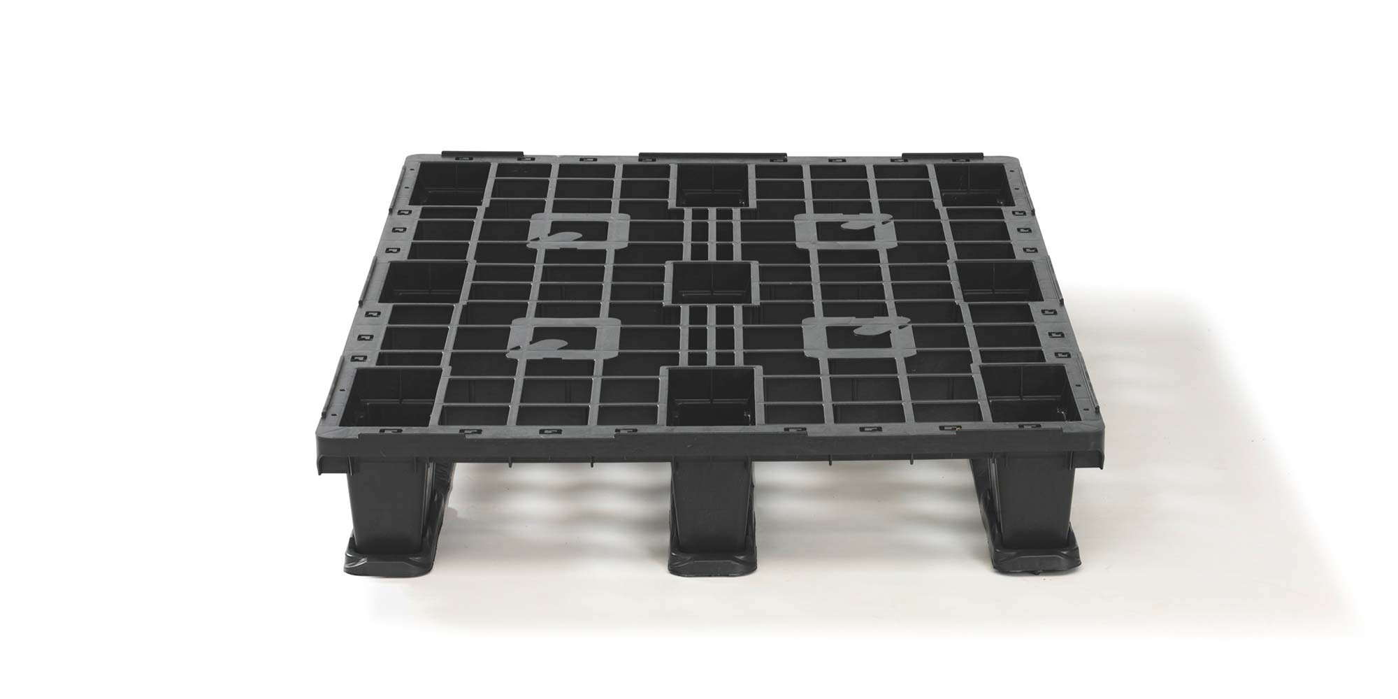 Pallet in plastica 1200 x 800 ponte aperto  3 listelli - 2 qp1208lb3rr 3