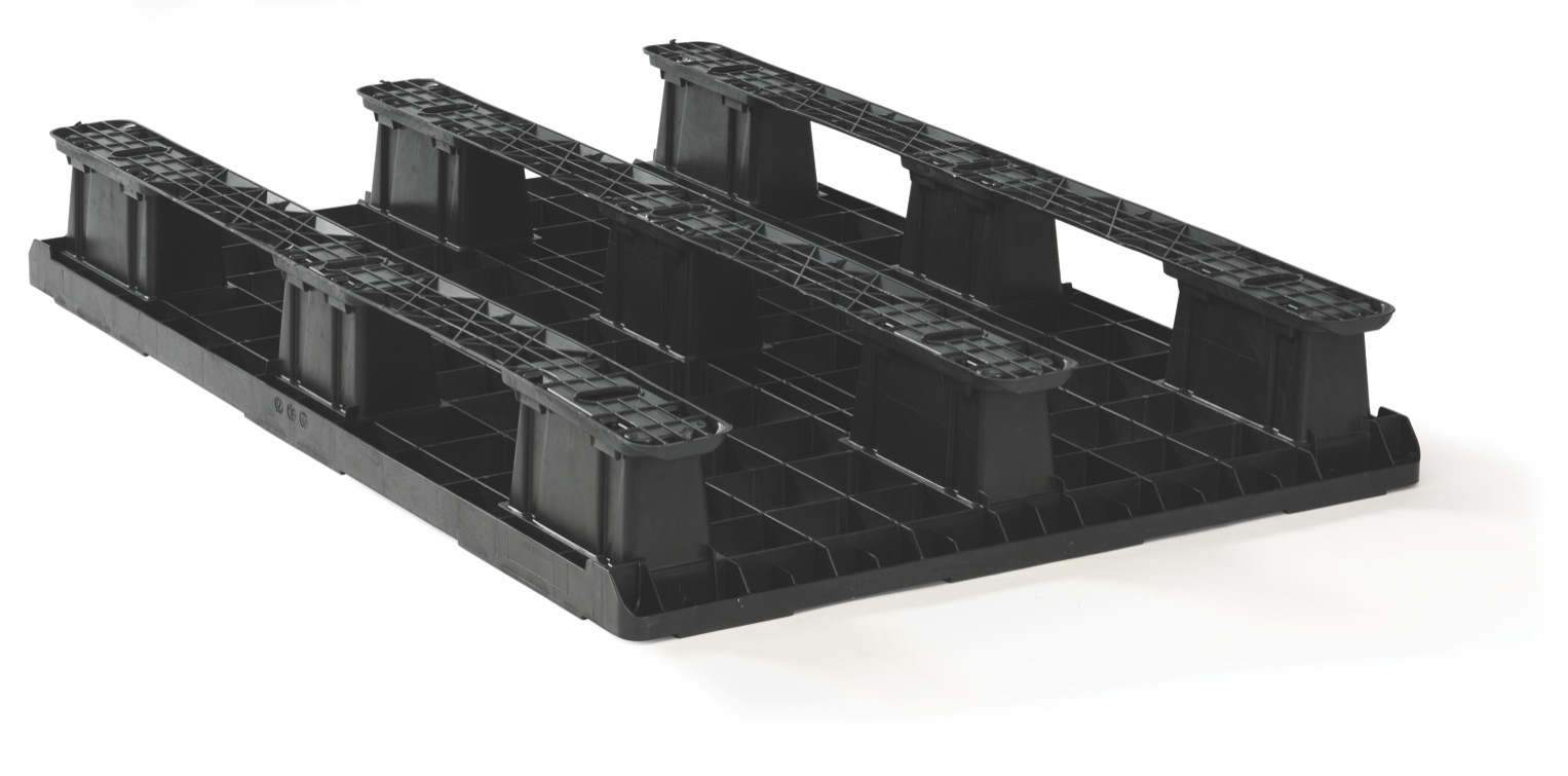 Kunststof pallet 1200 x 800 gesloten dek 3 onderlatten - 2 qp1208lb3rr cd t