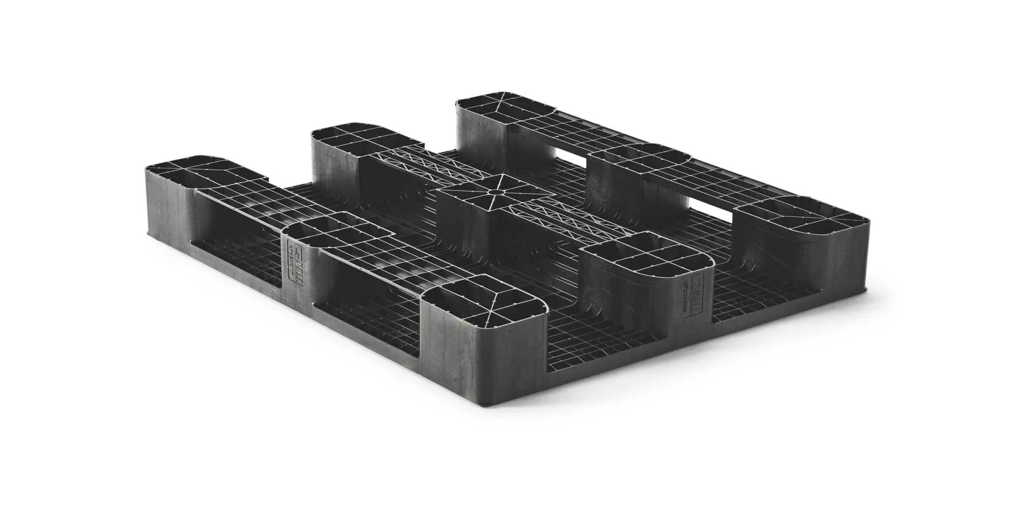 Palet pl&aacute;stico 1200 x 1000 abierta  3 patines heavy - 2 qp1210hb3rr kunststof pallet 1000 1200 onderkant - 2.QP1210HB3RR