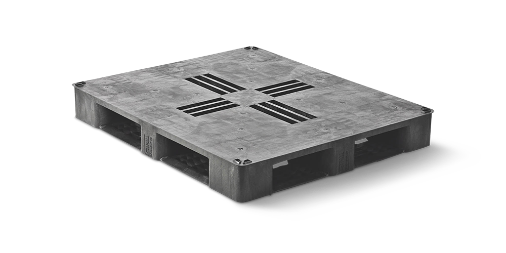 Kunststof pallet 1200 x 1000 gesloten dek 6 onderlatten heavy - 2 qp1210hb6rr cd