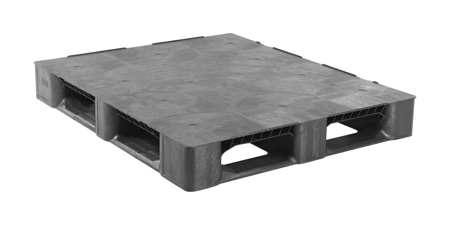 Palettes plastique 1200 x 1000 plateau ferm&eacute; 5 semelles medium - 4qp1210mb5rr cd - 4.QP1210MB5RR-CD