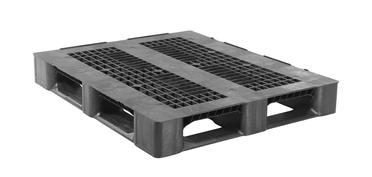 Kunststoffpalette 1200 x 1000 x 150 offenes Deck 5 Kufen medium - 4qp1210mb5rr web - 4.QP1210MB5RR