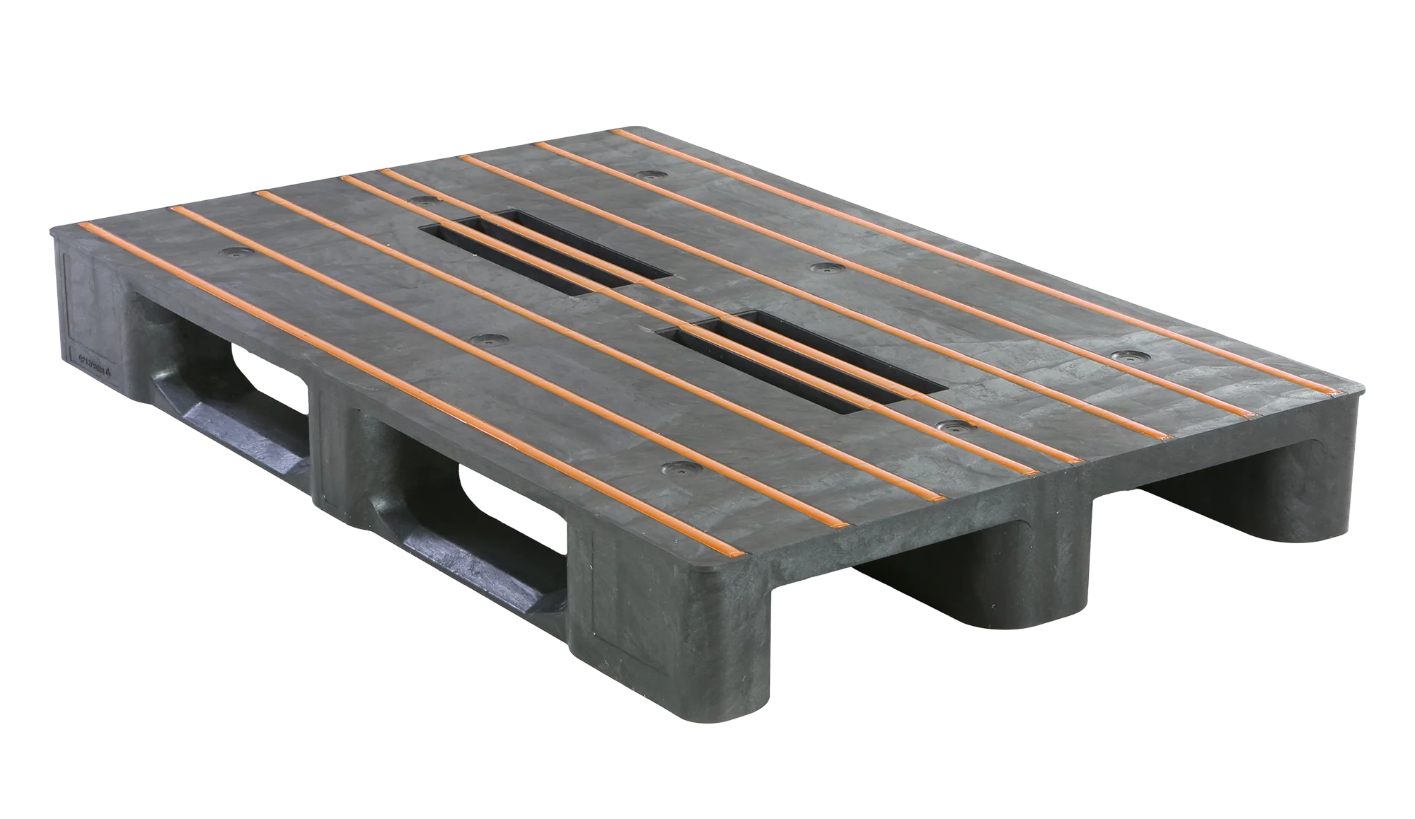 Palettes plastique 1200 x 800 3 semelles plateau ferm&eacute; medium Antid&eacute;rapant - 5qp1208mb3r cd ao isol vrijstaand web - 5.QP1208MB3R-CD -AO
