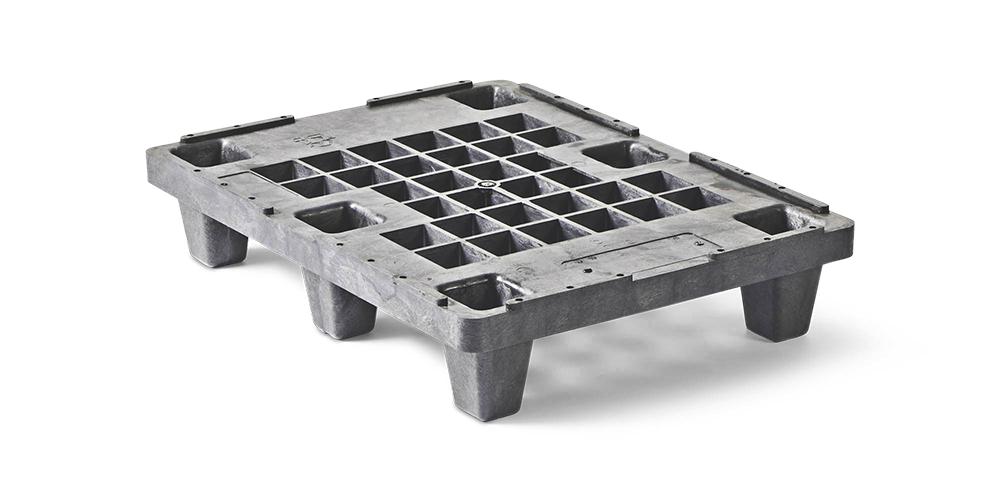Display pallet 600 x 800 open dek  6 pootjes heavy - Kunststof dislay pallet 600 800 qp6080hb6fr