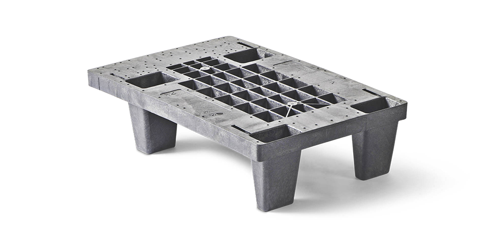 Display pallet 400 x 600 open dek 4 pootjes heavy - Kunststof display pallet 400 600 qp6040mr4f 3
