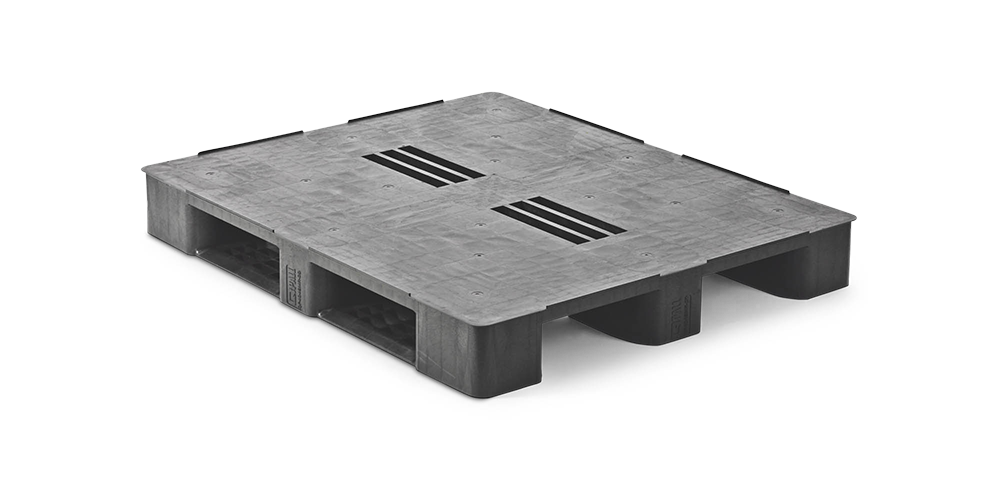 Kunststof pallet 1200 x 1000 gesloten dek 3 onderlatten heavy - Kunststof pallet 1000 1200 2 qp1210hb3rr cd