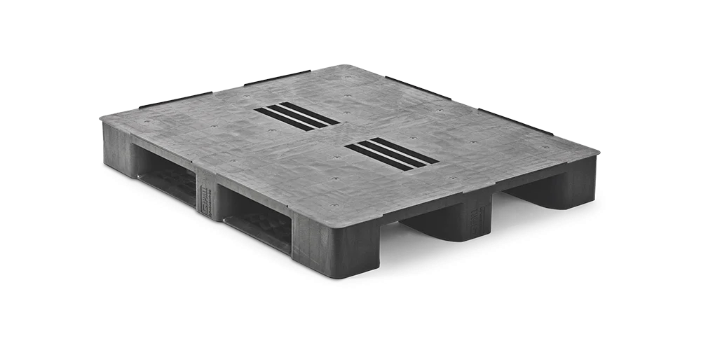Pallet in plastica 1200 x 1000 ponte chiuso 3 listelli heavy - Kunststof pallet 1000 1200 2 qp1210hb3rr cd - 2.QP1210HB3RR-CD