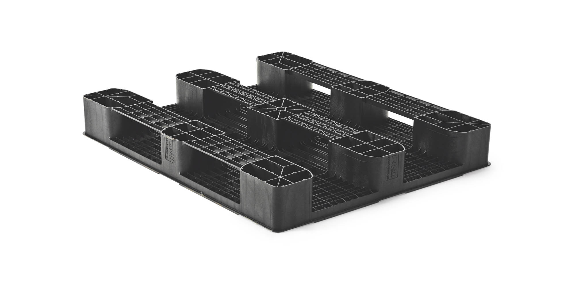 Kunststof pallet 1200 x 1000 gesloten dek 3 onderlatten medium - Kunststof pallet 1000 1200 2 qp1210mr3rr cd b