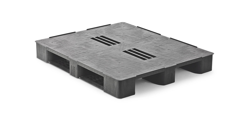 Kunststof pallet 1220 x 1020 gesloten dek 3 onderlatten medium - Kunststof pallet 1000 1200 40 48 qp4048mb3rr cd