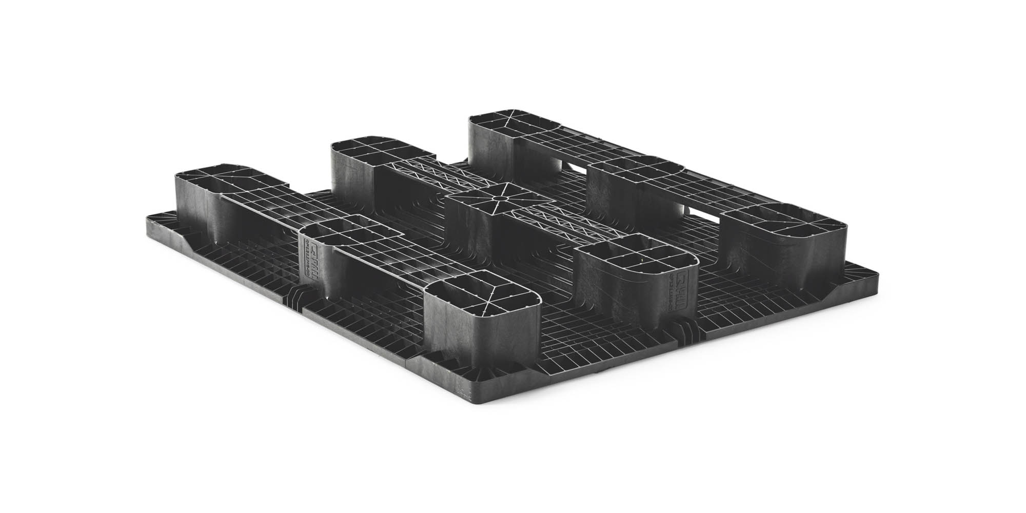 Kunststof pallet 1300 x 1100 open dek 3 onderlatten heavy - Kunststof pallet 1100 1300 qp1311hr3r as b
