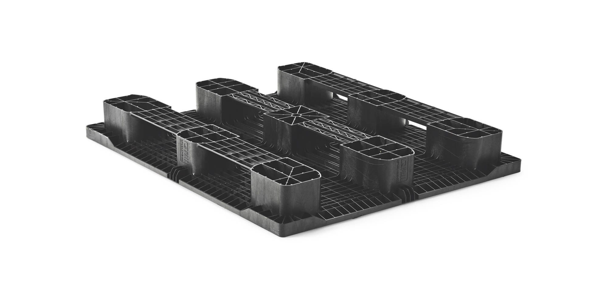 Kunststof pallet 1300 x 1100 gesloten dek 3 onderlatten medium - Kunststof pallet 1100 1300 qp1311mr3r ascd b