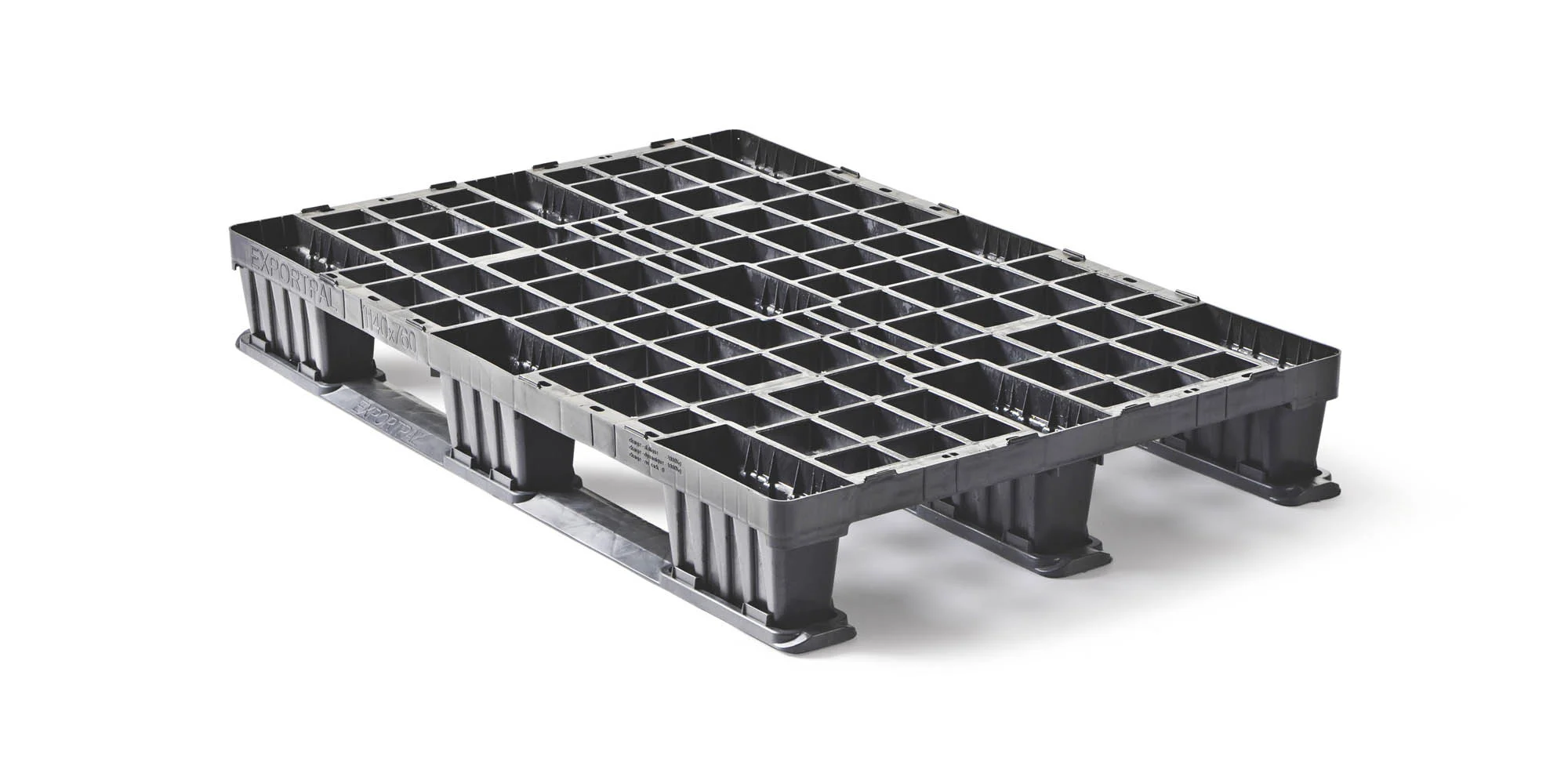 Kunststof pallet 760 x 1140 open dek  3 runners - Kunststof pallet 760 1140 qp76114lr3rr t - QP76114LB3RR
