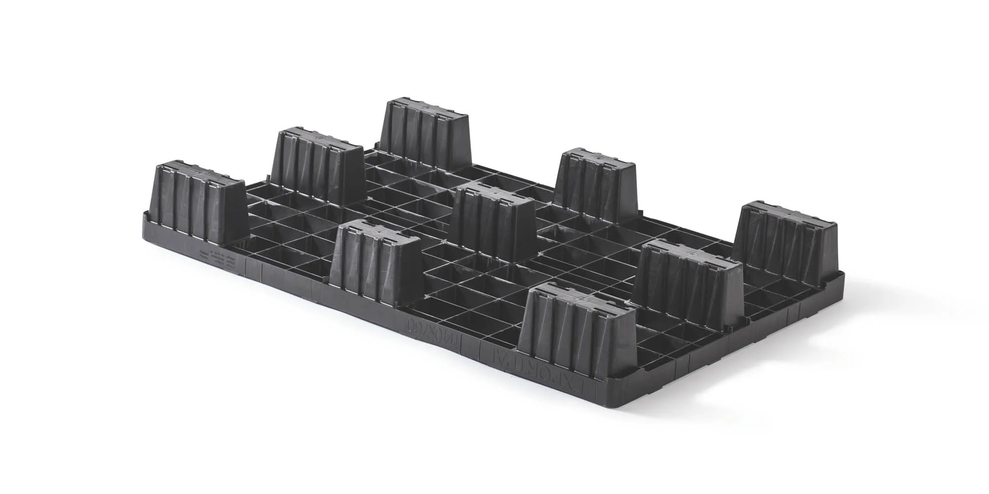 Palettes plastique 760 x 1140 ouvert 9 pieds emboitables l&eacute;g&egrave;re - Kunststof pallet 760 1140 qp76114lr9fr b - QP76114LB9FR