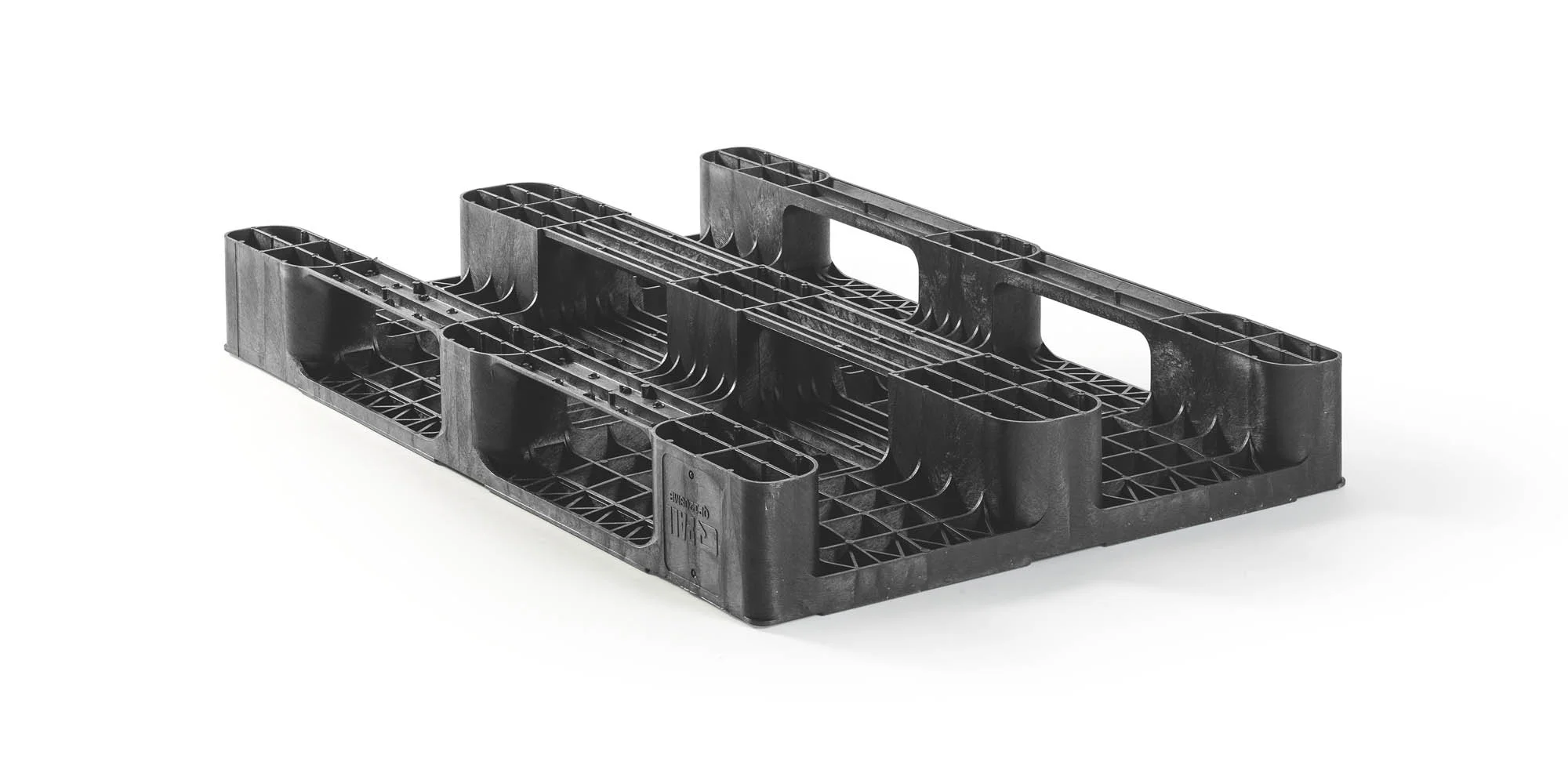 Palettes plastique 1200 x 800 pont sup&eacute;rieur ouvert 3 semelles medium - Kunststof pallet 800 1200 1 qp1208mr3rr b - 1.QP1208MB3RR
