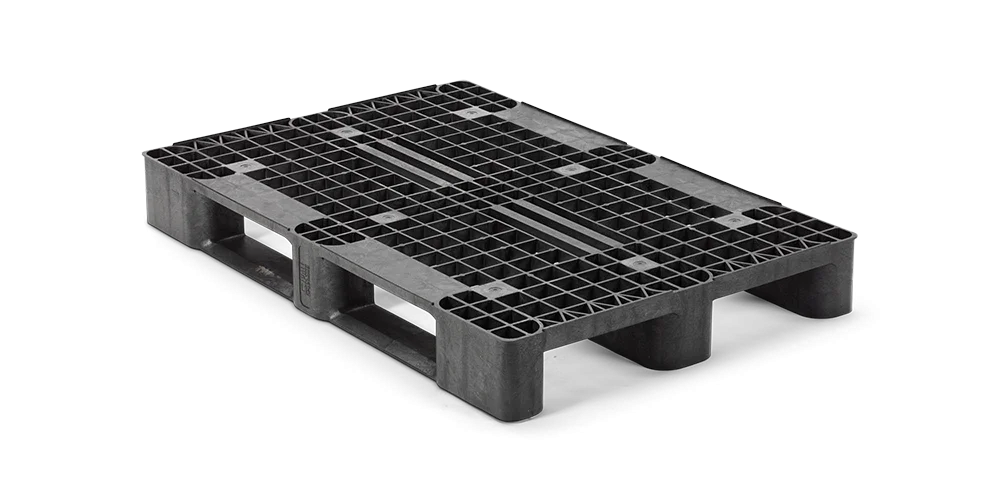 Plastic pallet 1200 x 800 open deck  3 runners medium - Kunststof pallet 800 1200 2 qp1208mb3rr - 2.QP1208MB3RR