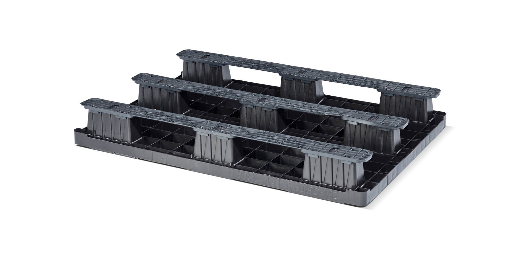 Plastic pallet 1200 x 800 open deck  3 runners light - Kunststof pallet 800 1200 qp1208lr3rr b