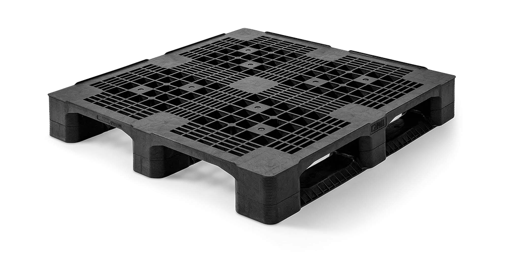 Palettes plastique 1100 x 1100 pont sup&eacute;rieur ouvert  3 semelles lourde - Qp1111hb3rr - QP1111HB3RR