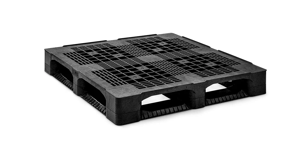 Palettes plastique 1100 x 1100 pont sup&eacute;rieur ouvert  6 semelles lourde - Qp1111hb6rr - QP1111HB6RR