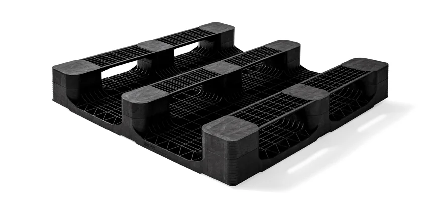 Palettes plastique 1100 x 1100 plateau ferm&eacute; 3 semelles lourde - Qp1111hx3rr cd 3  - QP1111HB3RR-CD