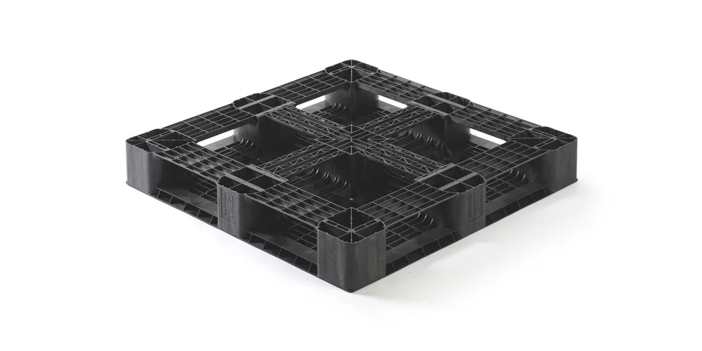 Plastic pallet 1100 x 1100 open deck  6 runners medium - Qp1111mr6 bottom detail 3 - 2.QP1111MB6R-AS (1140)