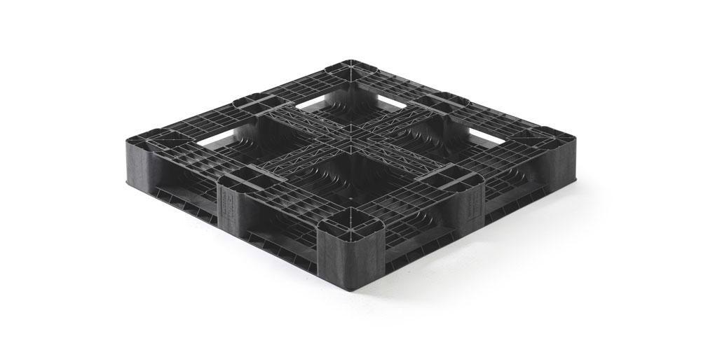 Kunststof pallet 1100 x 1100 open dek  6 onderlatten medium - Qp1111mr6 bottom detail