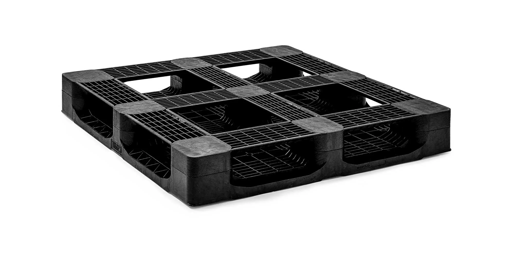 Palettes plastique 1140 x 1140 pont sup&eacute;rieur ouvert  6 semelles lourde - Qp1140hx6rr onderkant - QP1140HB6RR