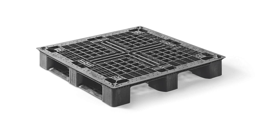 Kunststoffpalette 1140 x 1140 x 150 offenes Deck 3 Kufen medium - Qp1140mb3r pas 4 - 3.QP1140MB3R-PAS