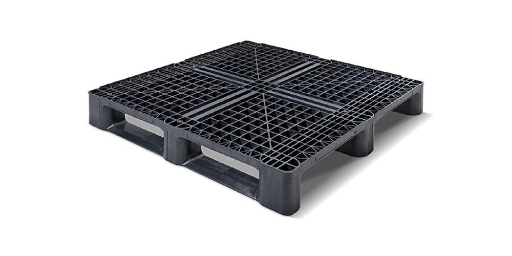 Kunststoffpalette 1140 x 1140 x 156 offenes Deck 3 Kufen medium - Qp1140mb3rr 1 - 3.QP1140MB3RR