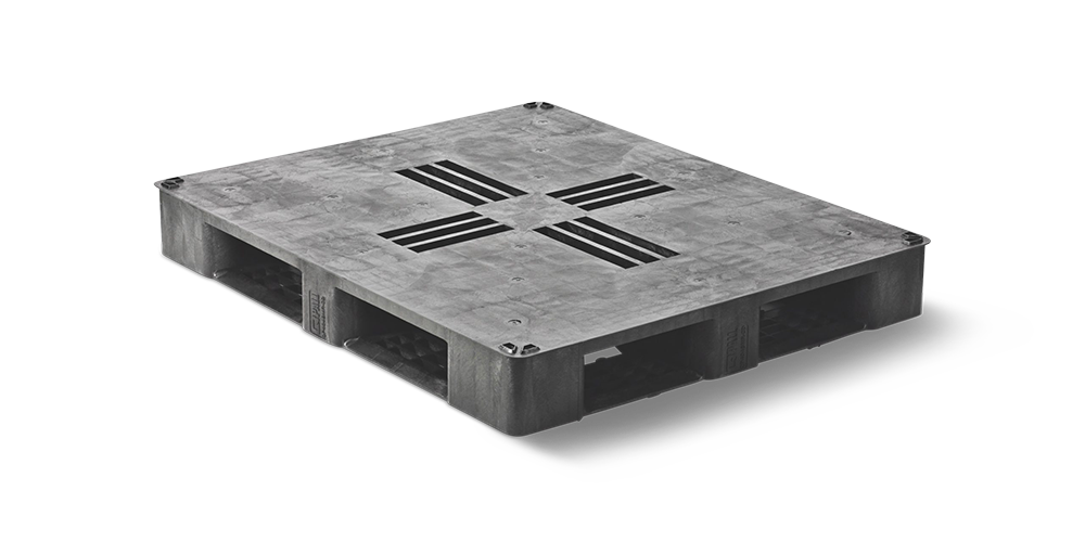 Kunststof pallet 1220 x 1020 gesloten dek 6 onderlatten medium - Qp4048mb6rr cd