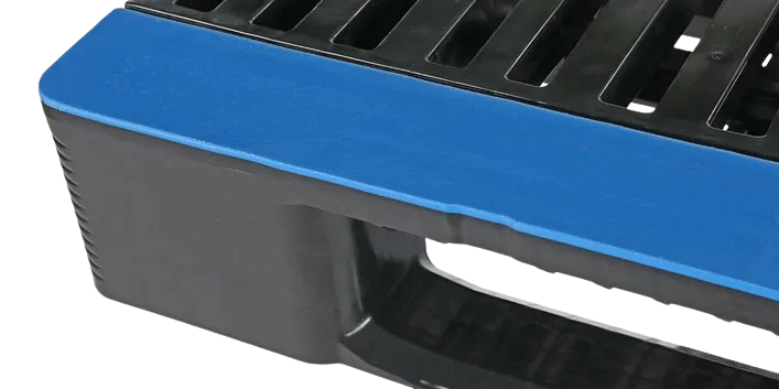 Palet higi&eacute;nicos 1200 x 800 abierto 3 patines heavy refuerzo - Qph1208hr3r ecor 1200 x 800 mm zonder randen versterkingsprofielen detail - QPH1208HR3R-ECOR