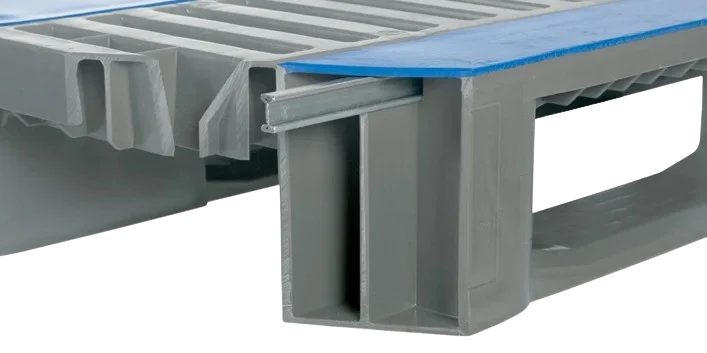 Palet higi&eacute;nicos 1200 x 800 abierto 3 patines heavy refuerzo - Qph1208hr3r ecor 1200 x 800 mm zonder randen versterkingsprofielen - QPH1208HR3R-ECOR