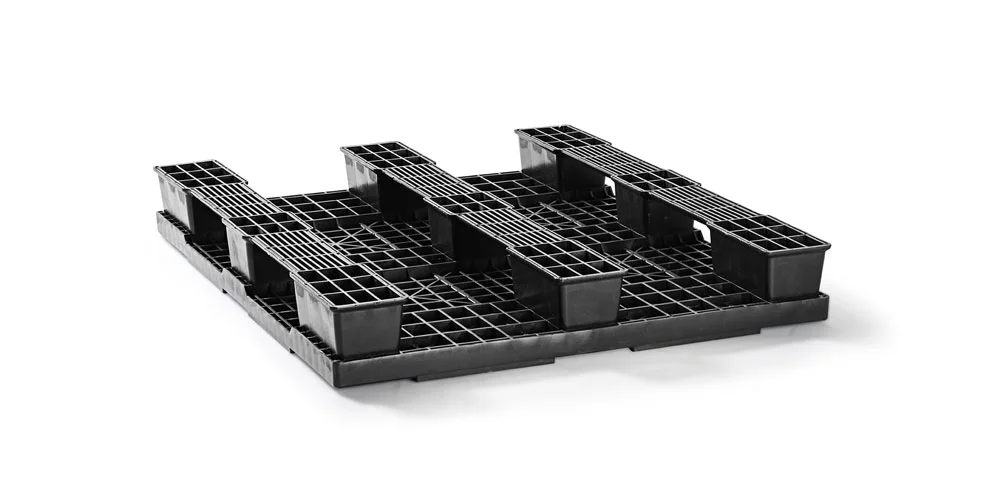 Plastic pallet 1200 x 1000 x 150 closed deck 3 runners heavy - Recypal1210rr b - RECYPAL1210RR
