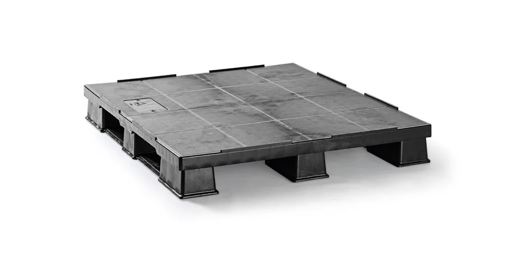 Plastic pallet 1200 x 1000 x 150 closed deck 3 runners heavy - Recypal1210rr t - RECYPAL1210RR