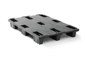 Kunststof pallet 1200 x 800 gesloten dek 9 pootjes light - 2 qp1208lb9fr cd - 2.QP1208LB9FR-CD