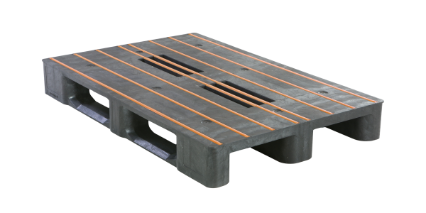 Kunststof pallet 1200 x 800 gesloten dek 3 runners medium Anti Slip - 5qp1208mb3r cd ao isol vrijstaand web - 5.QP1208MB3RR-CD -AO
