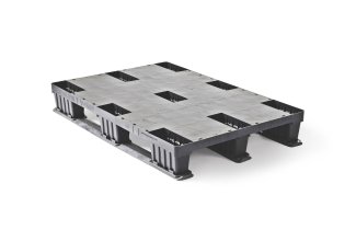 Kunststof pallet 760 x 1140 gesloten dek 3 runners - Kunststof pallet 760 1140 qp76114lr3rr cd t - QP76114LB3RR-CD