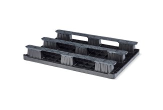 Pallet in plastica 1200 x 800 ponte chiuso 3 listelli light - Kunststof pallet 800 1200 qp1208lr3rr cd bottom - QP1208LB3RR-CD