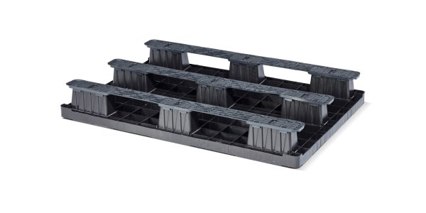 Pallet in plastica 1200 x 800 ponte chiuso 3 listelli light - Kunststof pallet 800 1200 qp1208lr3rr cd bottom - QP1208LB3RR-CD