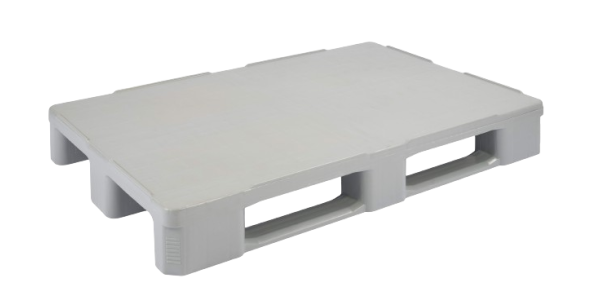 Palet de plástico para sala blanca 1200 x 800 3 patines pesados - Qpw1208hp3rr cd - QPW1208HP3RR-CD